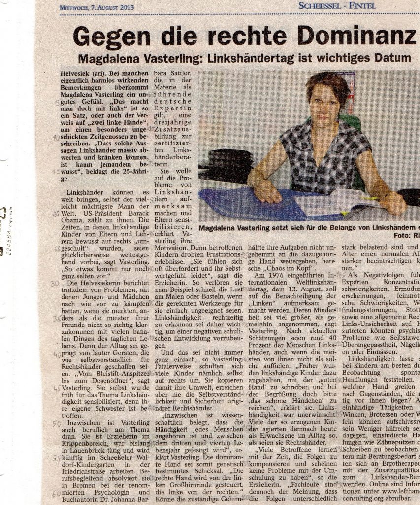 Weltlinkshändertag 2013: Gegen die rechte Dominanz